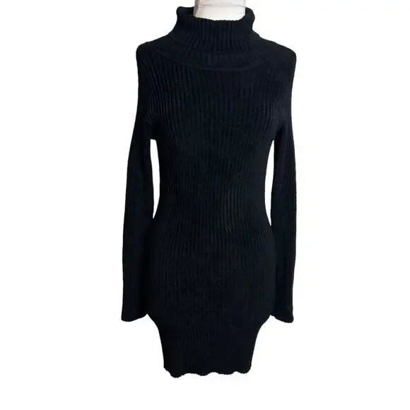 IRO Women's Designer Black BILOH turtleneck Sweater Dress Sz XS - Picture 4 of 8